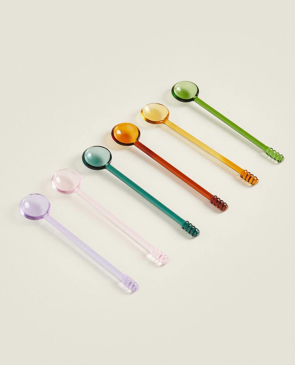 SET OF BOROSILICATE GLASS DESSERT SPOONS