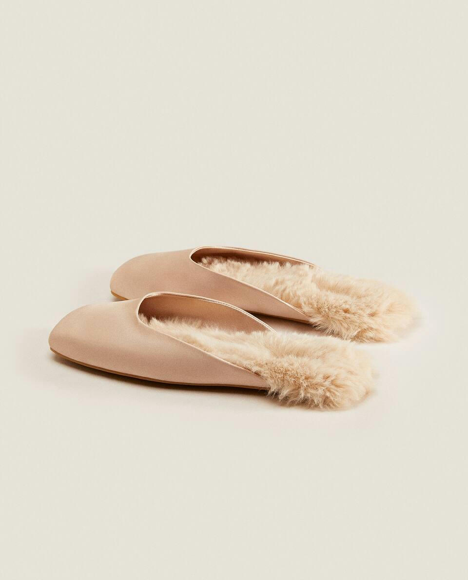 WARM SATIN MULES