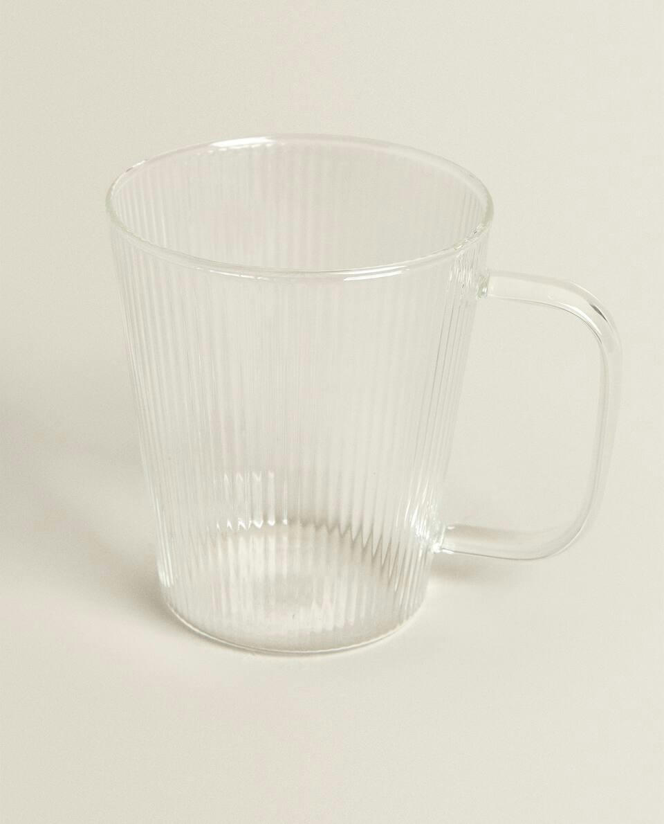 BOROSILICATE GLASS MUG WITH LINES