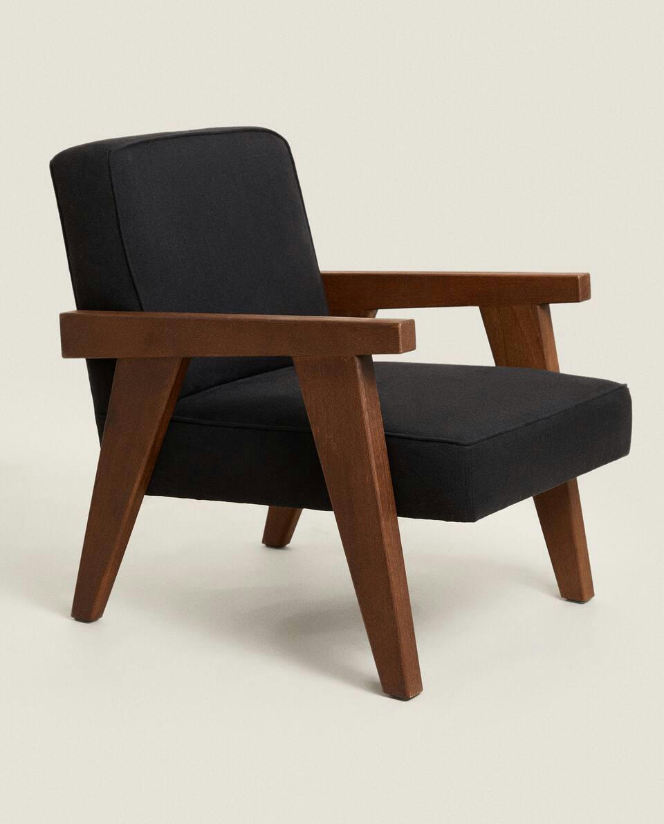 ZARA HOME BY BLASCO UPHOLSTERED WALNUT ARMCHAIR
