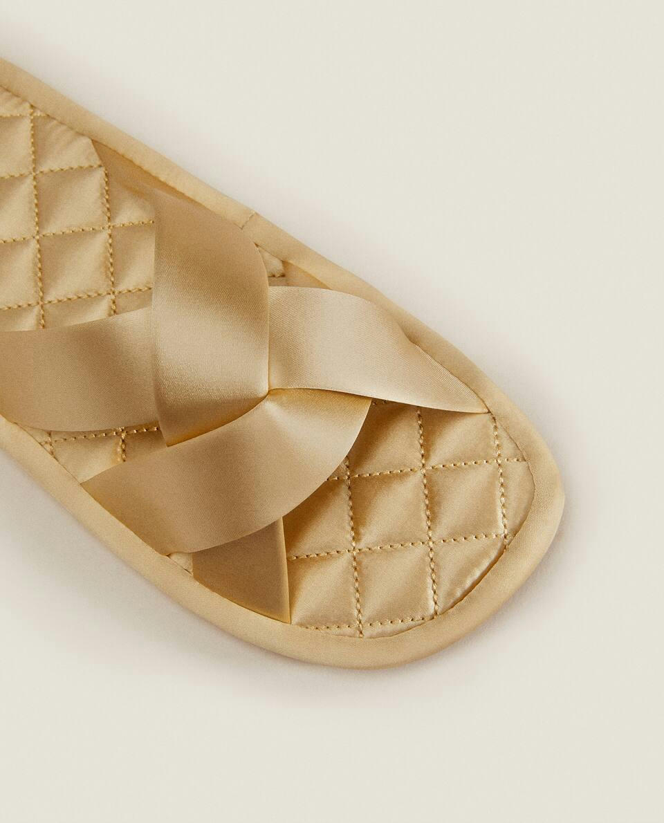 QUILTED SATEEN SLIPPERS