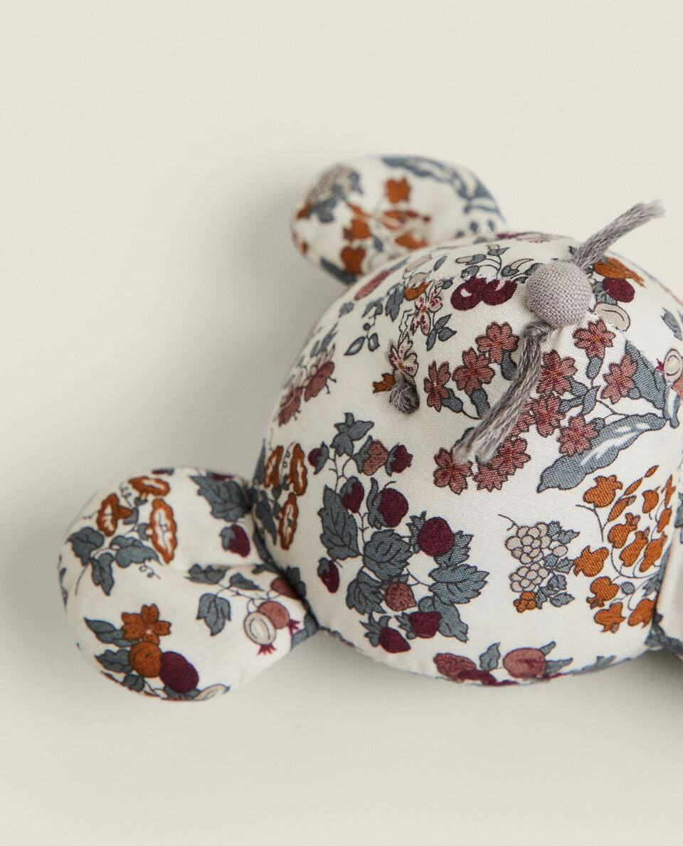 FLORAL PRINT FABRIC CHILDREN’S MOUSE RATTLE