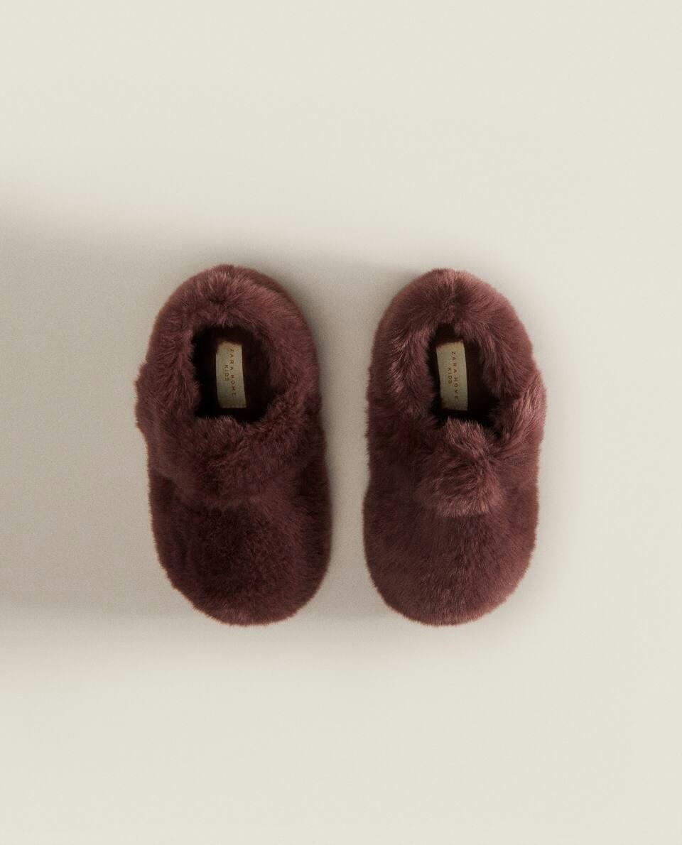 FAUX FUR BALLERINA SLIPPERS