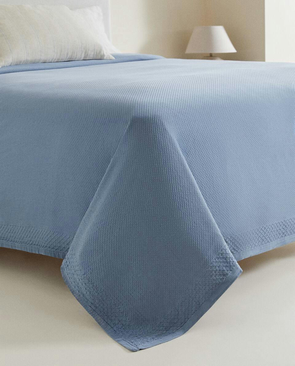 WAFFLE TEXTURE COTTON BEDSPREAD