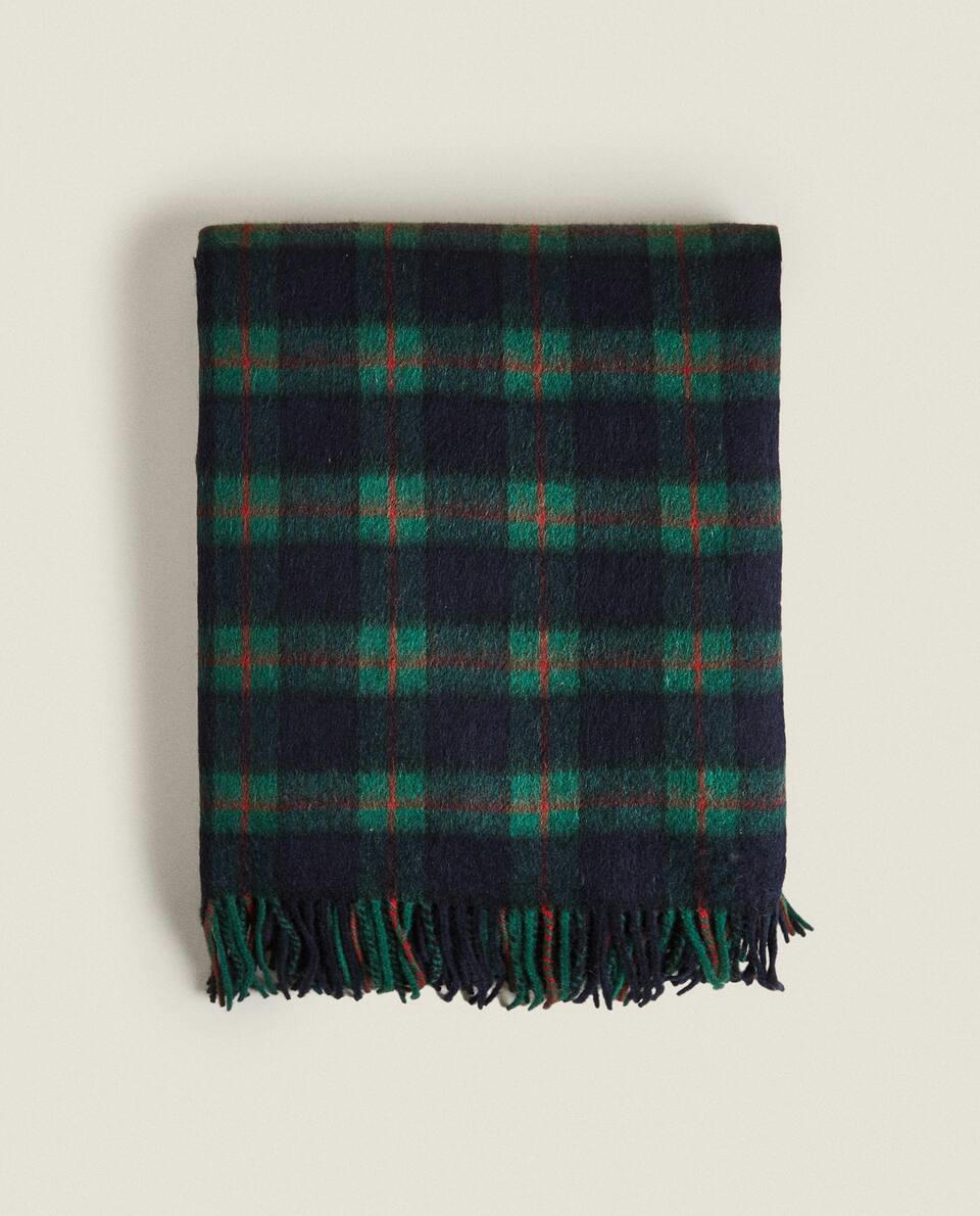 CHRISTMAS TARTAN CHECK WOOL BLANKET