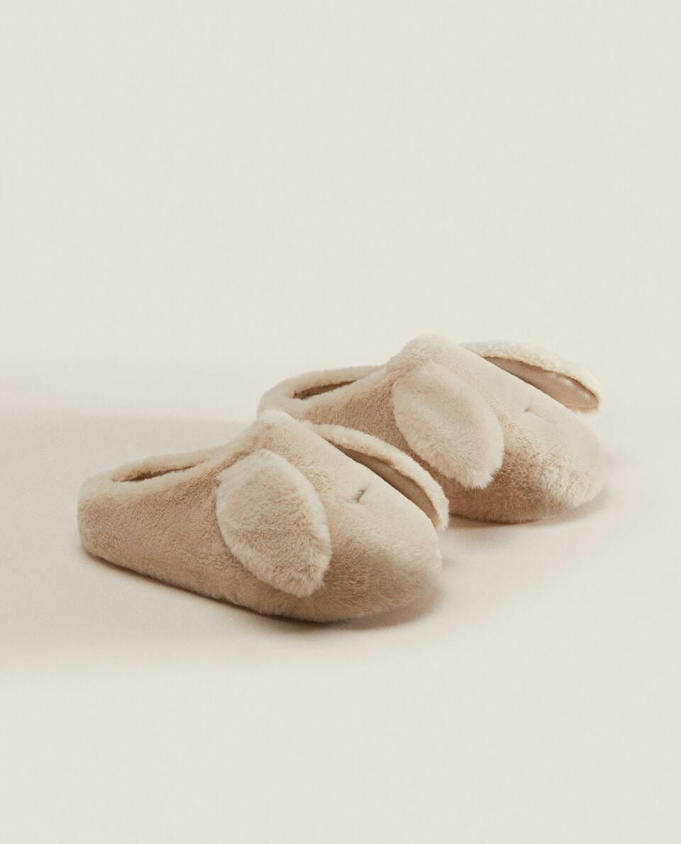 FAUX FUR BUNNY MULE SLIPPERS