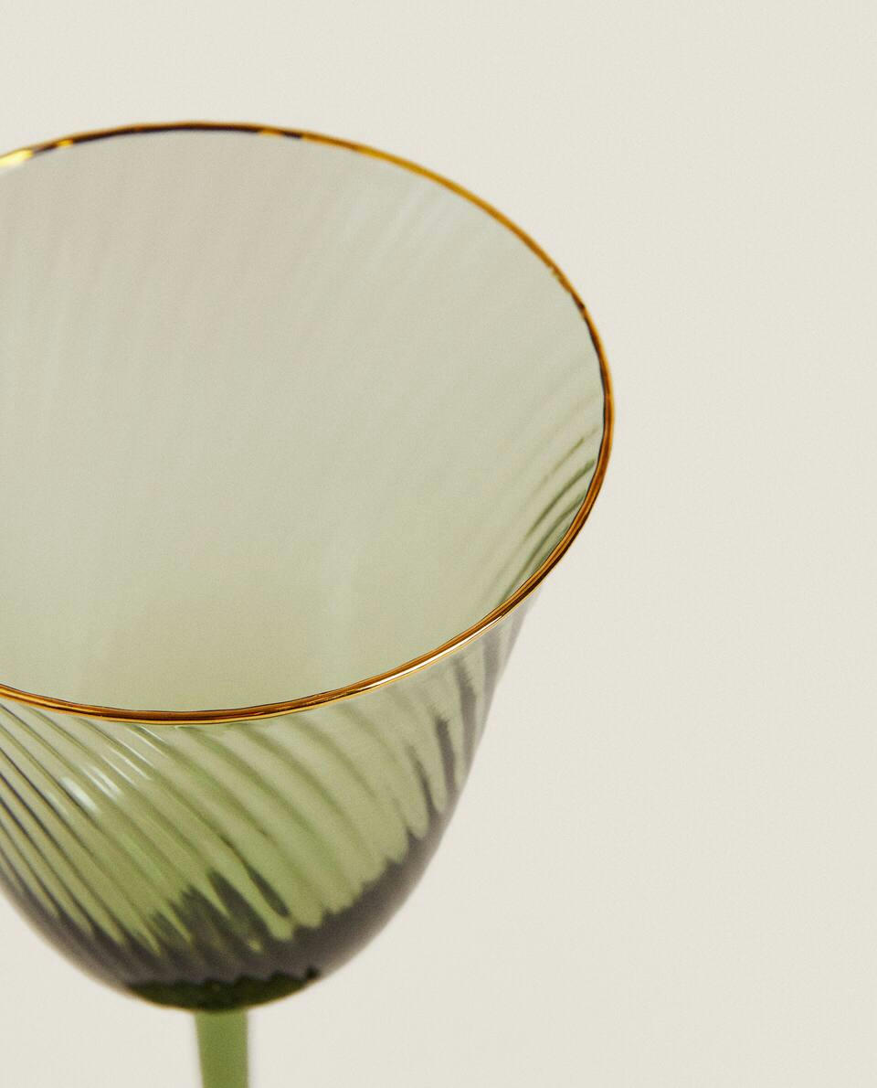 CHRISTMAS GLASS WITH GOLD RIM