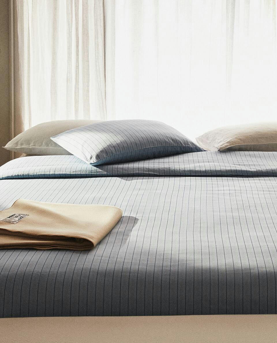 (300 THREAD COUNT) STRIPED WASHED SATEEN DUVET COVER