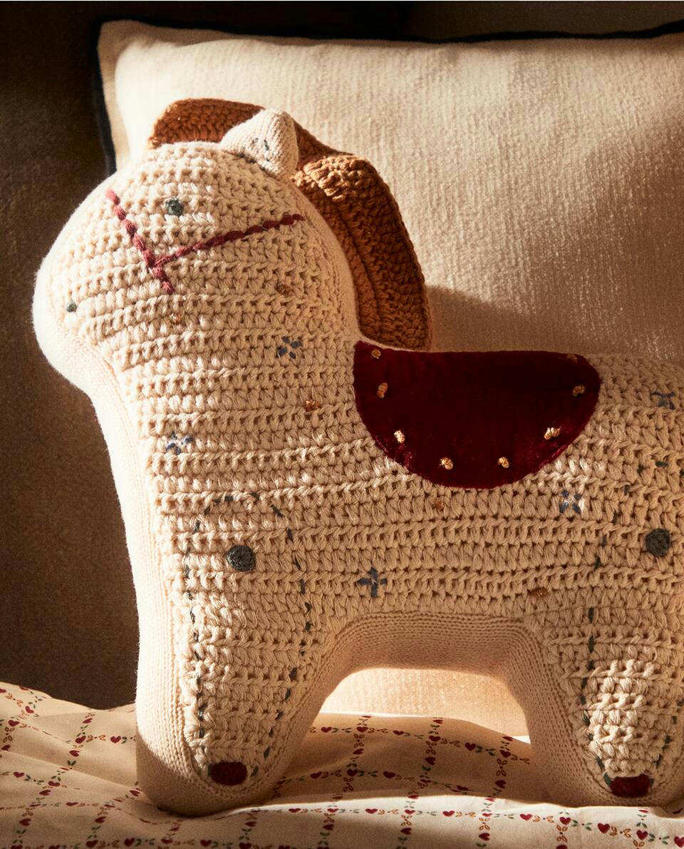 CHRISTMAS CHILDREN’S ROCKING HORSE CUSHION