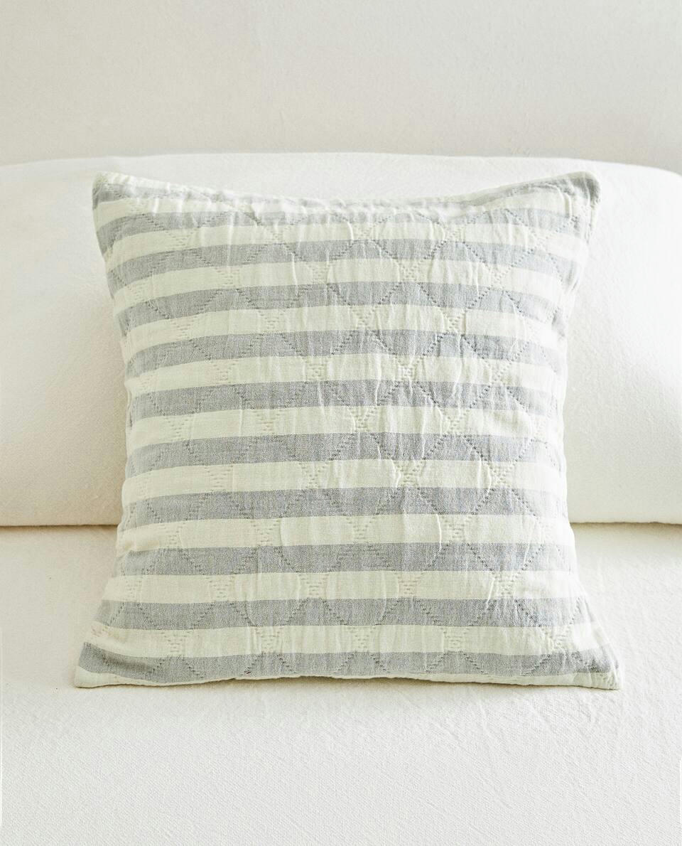 DYED THREAD STRIPED CUSHION COVER