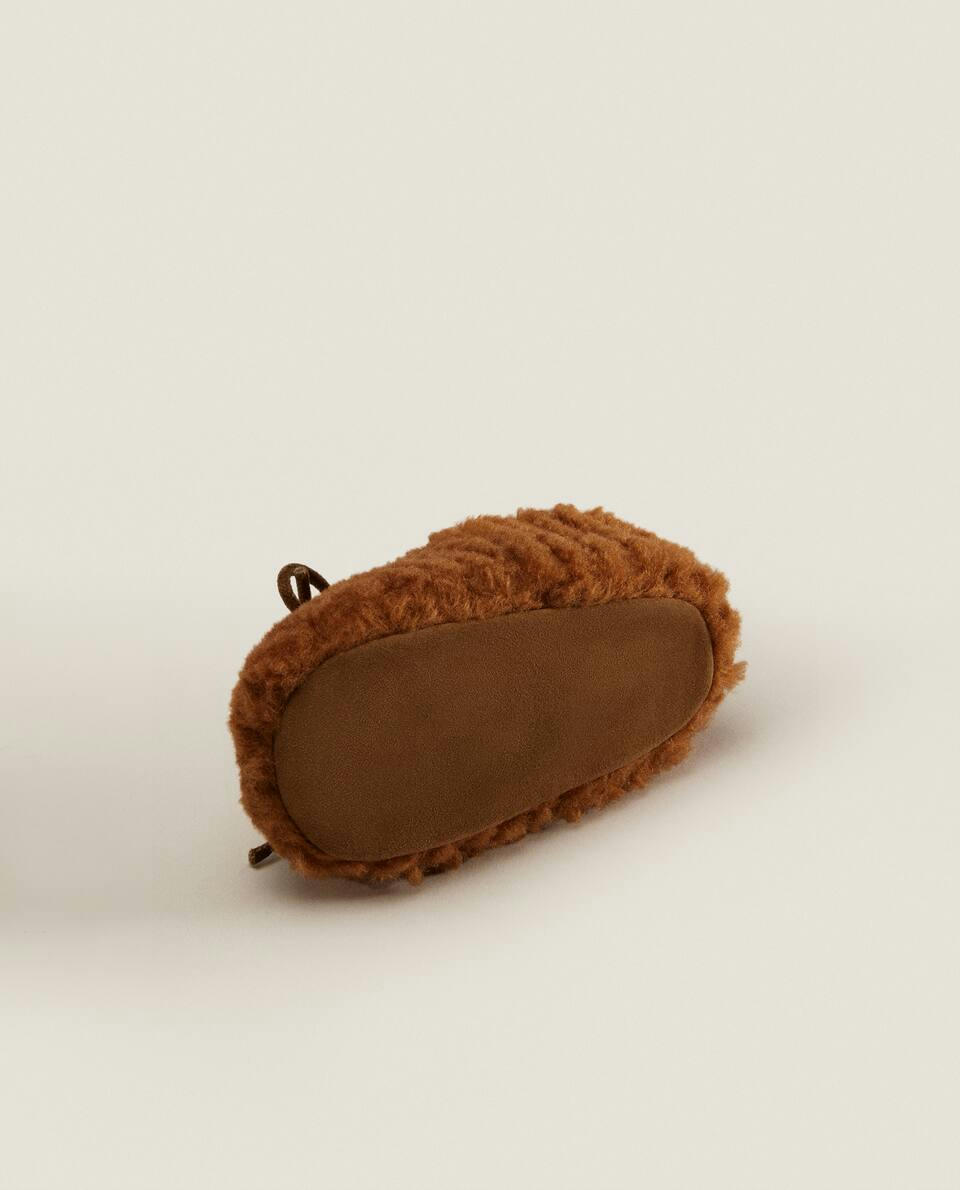 FAUX SHEARLING BOOTIES WITH BOW