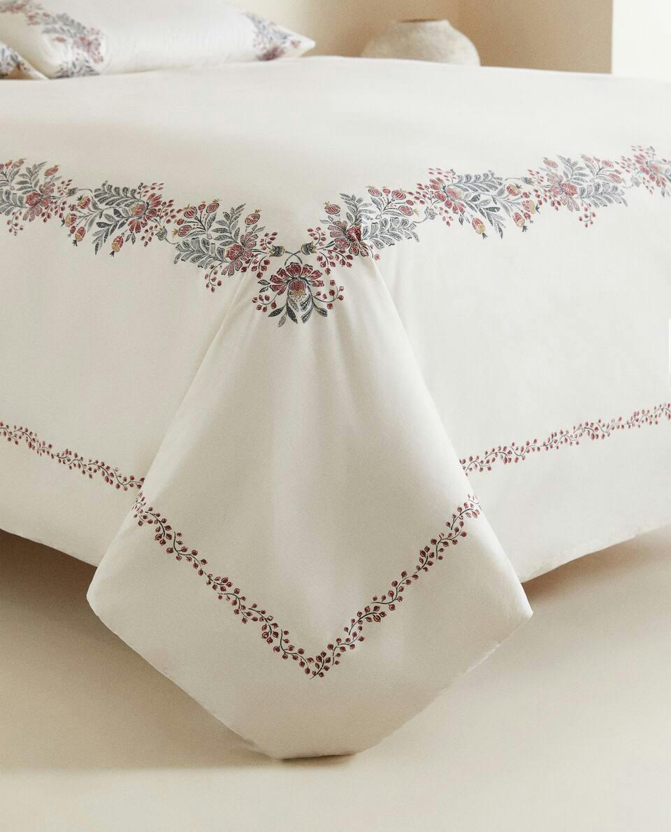COTTON DUVET COVER WITH CHRISTMAS BORDER