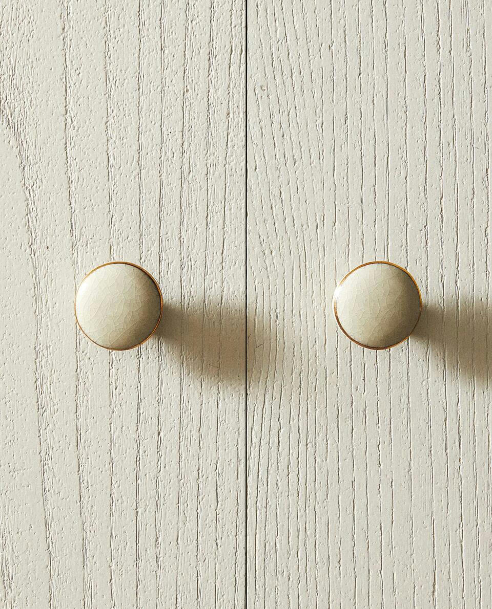 GOLD AND WHITE DOOR KNOB (PACK OF 2)