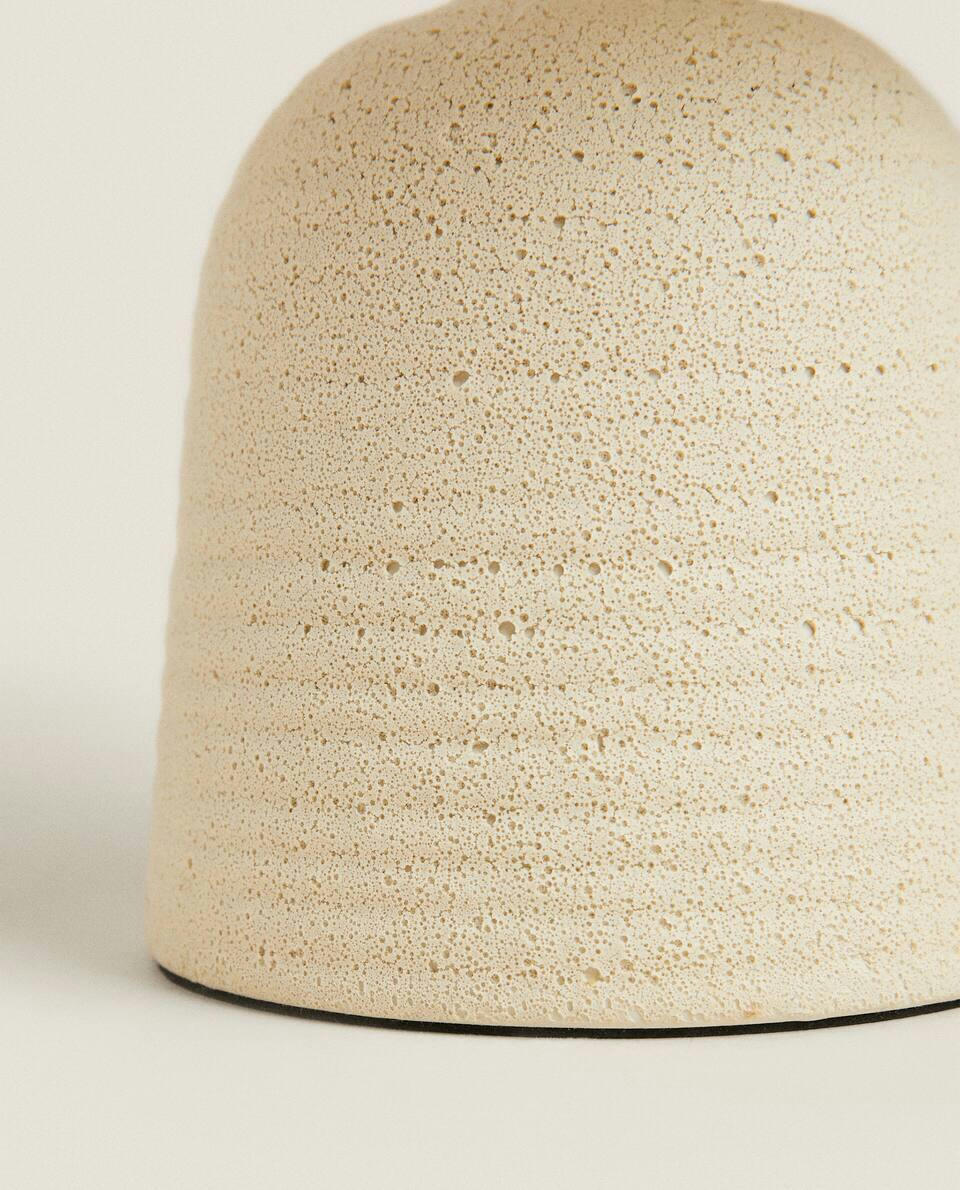 LAMP WITH SCORED STONEWARE BASE