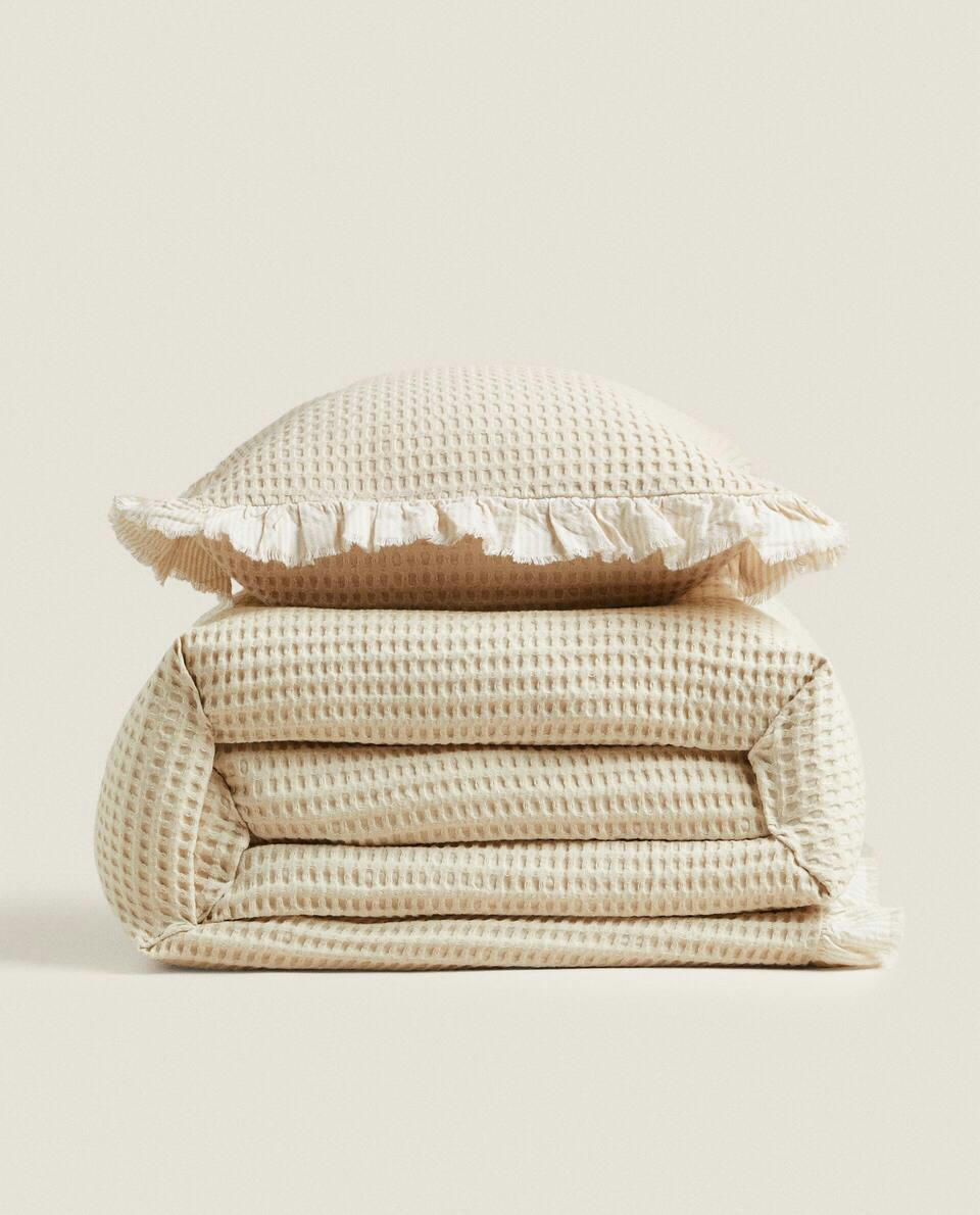 WAFFLE TEXTURE COTTON BEDSPREAD