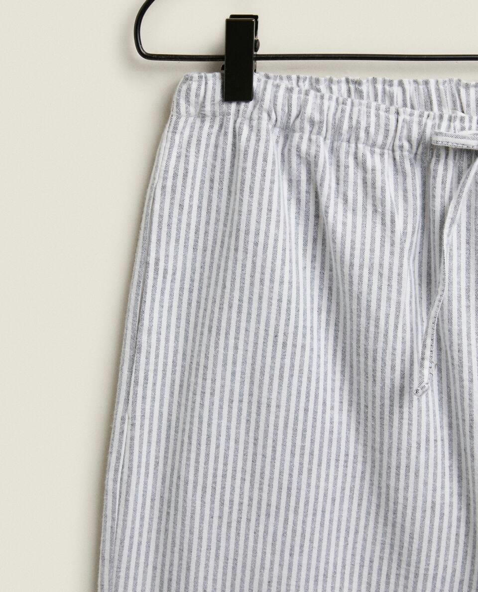 STRIPED FLANNEL PYJAMA BOTTOMS