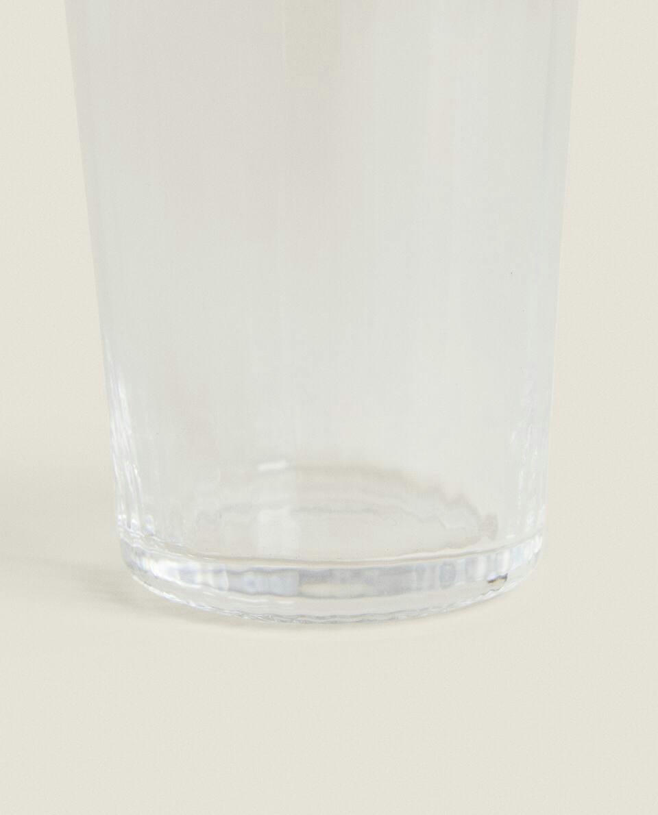 GLASS SOFT DRINK TUMBLER WITH LINE DESIGN