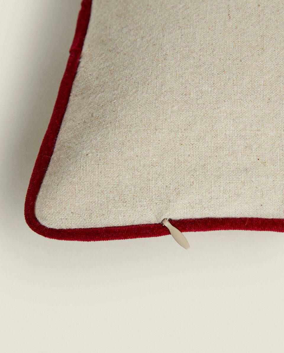 CUSHION COVER COTTON LINEN CHRISTMAS PIPING