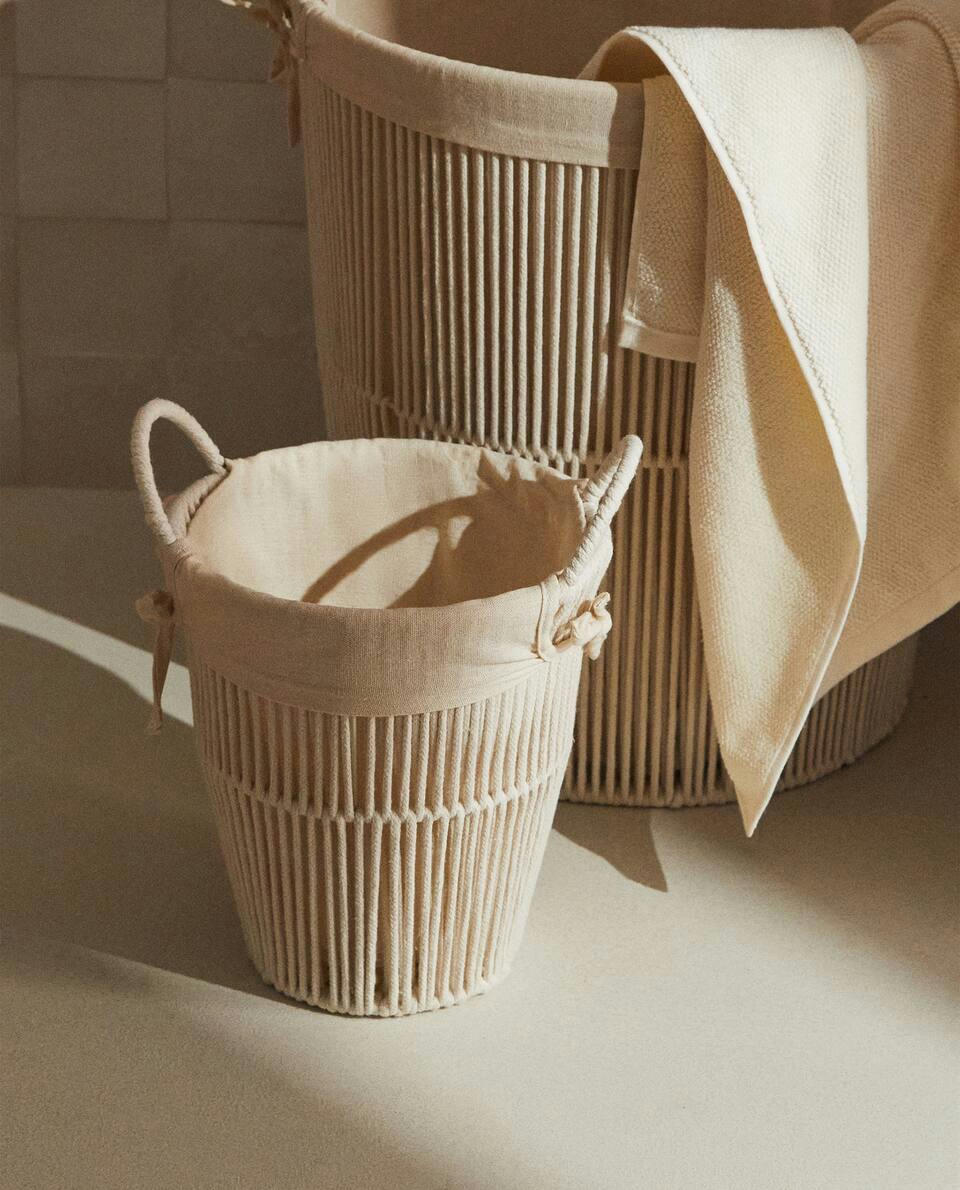 COTTON LINED WASTEPAPER BASKET