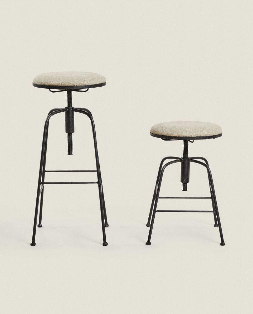LINEN SWIVEL STOOL