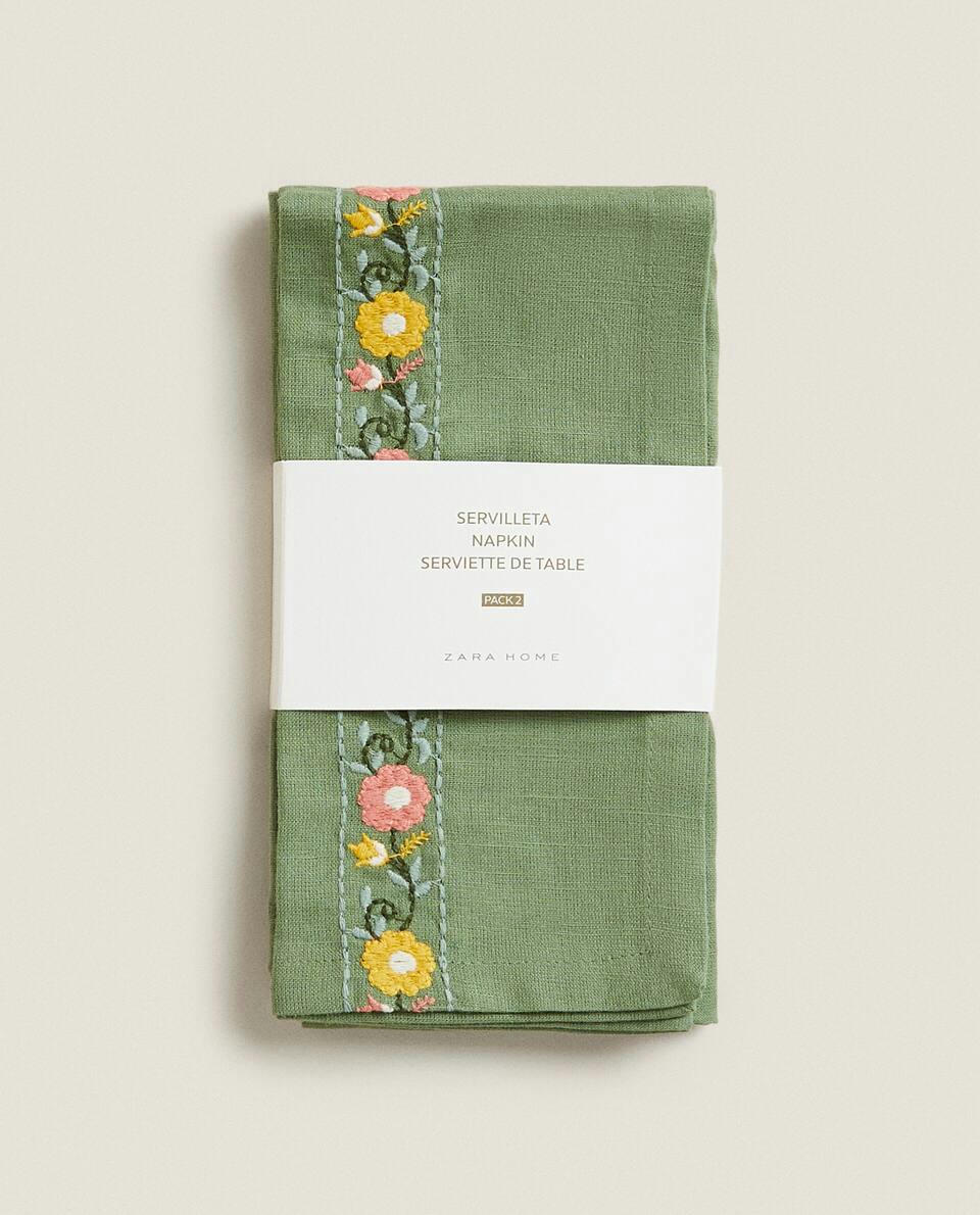 EMBROIDERED COTTON NAPKINS (PACK OF 2)