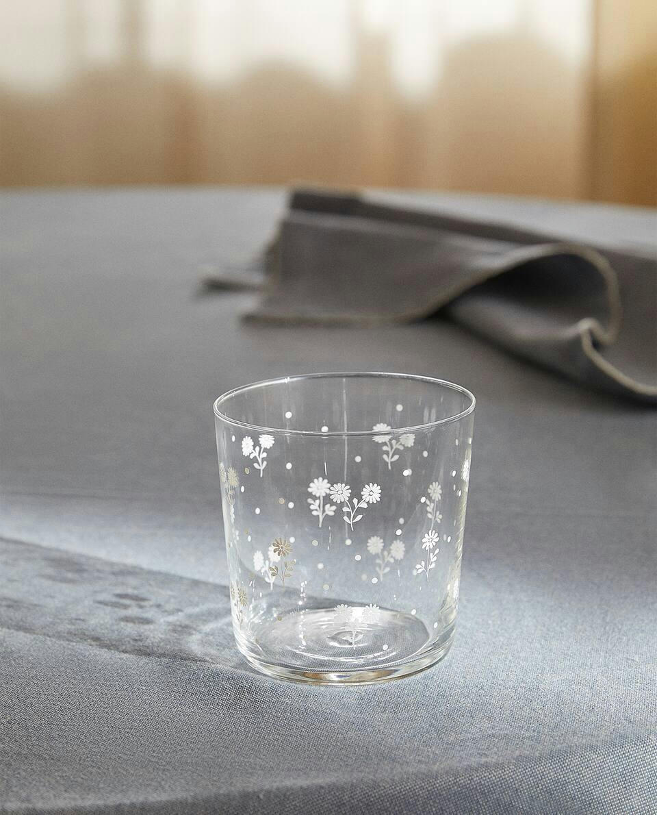 FLORAL GLASS TUMBLER