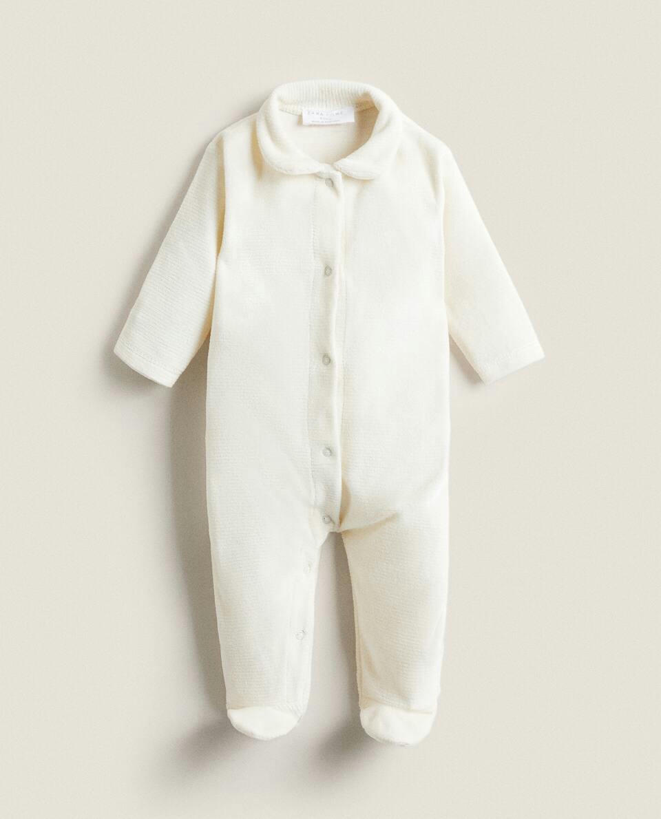 TEXTURED VELOUR ROMPER SUIT
