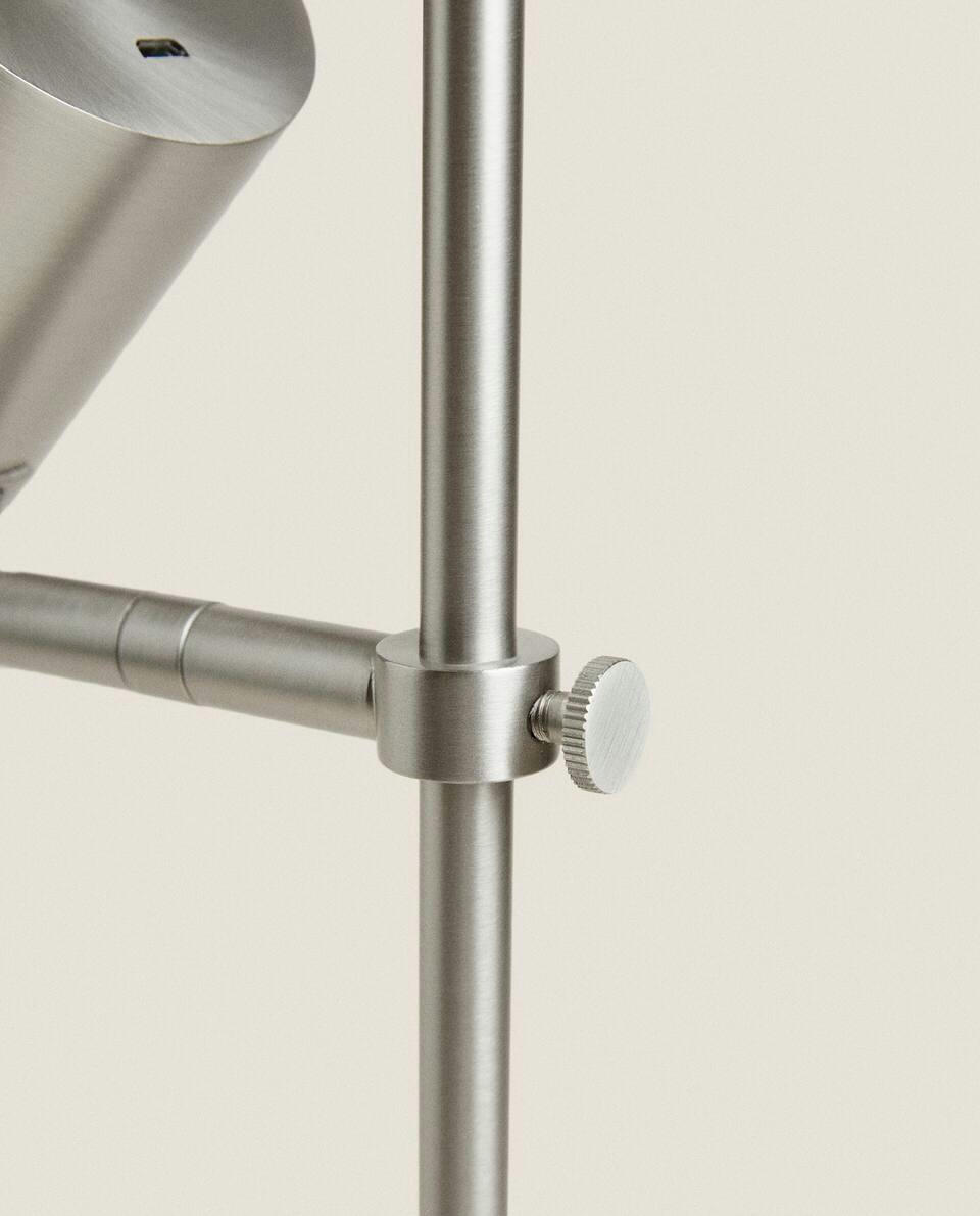 SILVER METAL USB RECHARGEABLE DESK LAMP