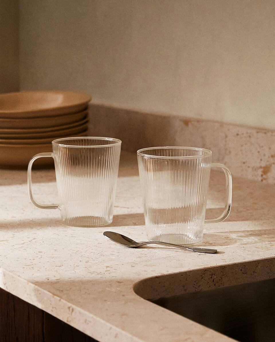 BOROSILICATE GLASS MUG WITH LINES