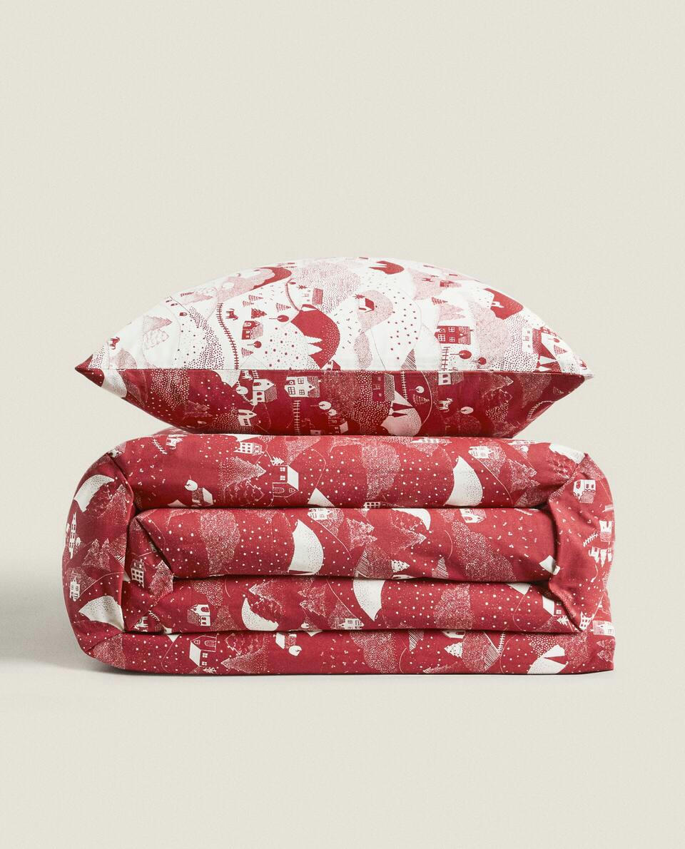 CHILDREN'S CHRISTMAS LANDSCAPE COTTON DUVET COVER