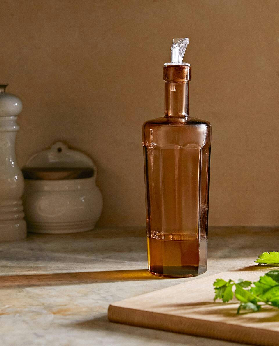 FACETED GLASS CRUET WITH CORK