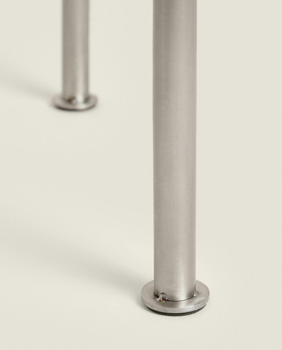 ADJUSTABLE OAK AND STEEL STOOL