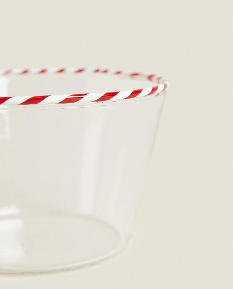BOROSILICATE GLASS BOWL WITH CHRISTMAS CANDY CANE