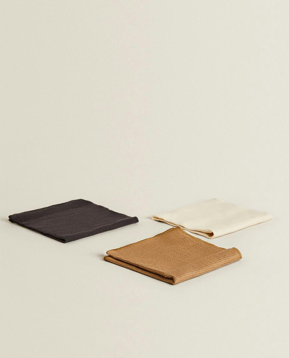 WAFFLE KNIT TEA TOWEL (PACK OF 3)