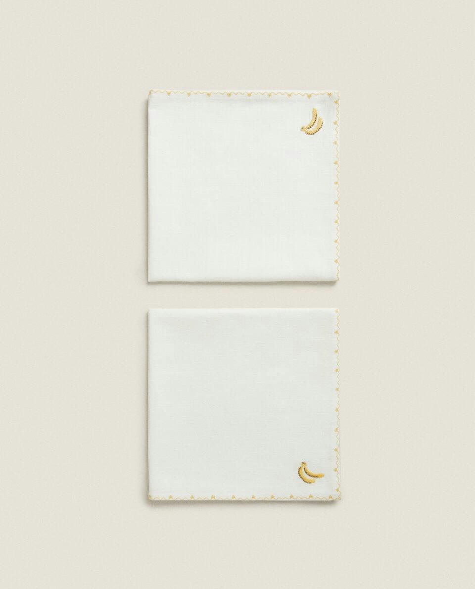 NAPKIN WITH EMBROIDERED BANANA (PACK OF 2)