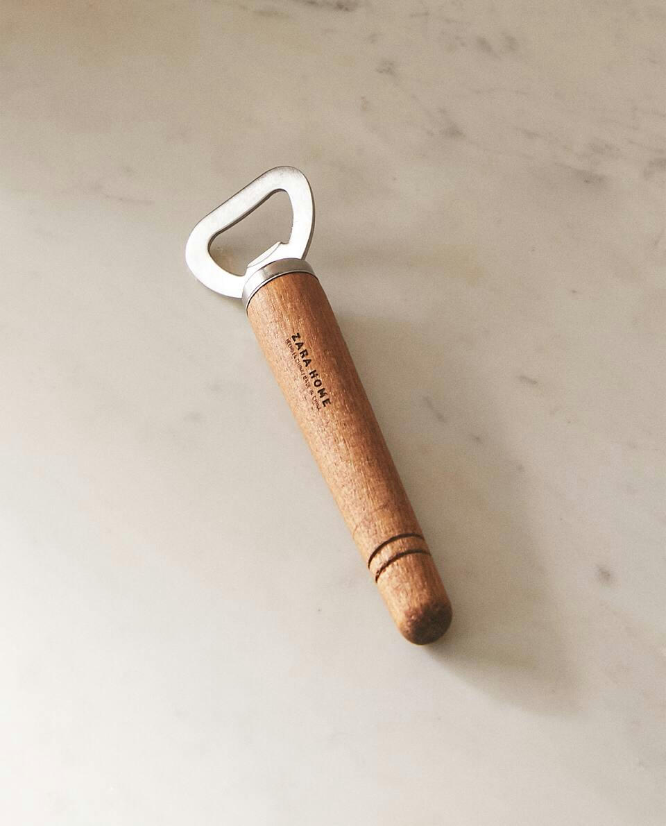 STEEL AND ACACIA WOOD BOTTLE OPENER
