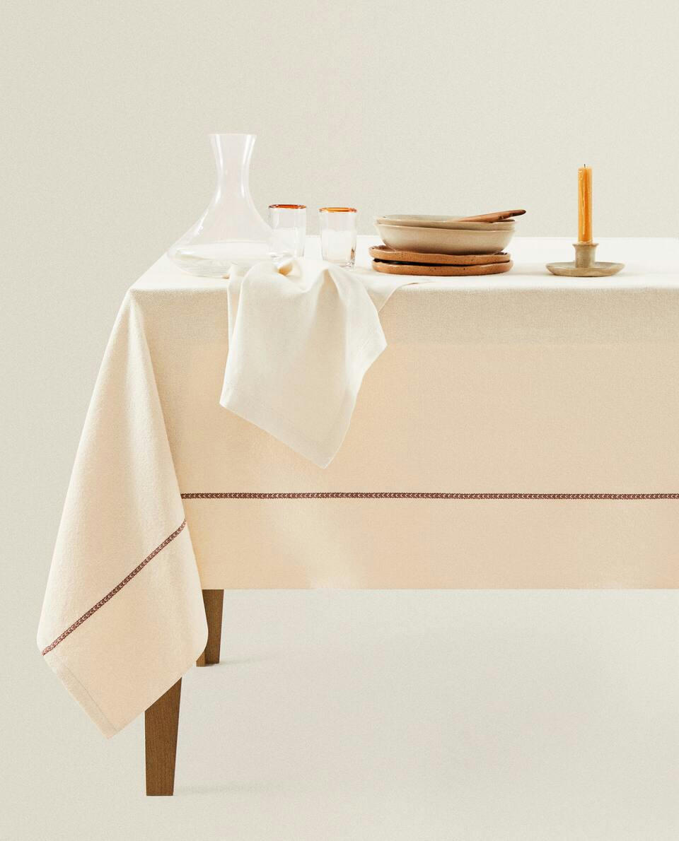 COTTON TABLECLOTH WITH BORDER