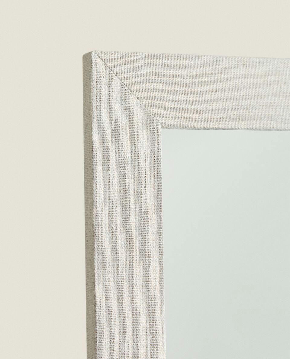 VERTICAL MIRROR WITH LINEN FRAME