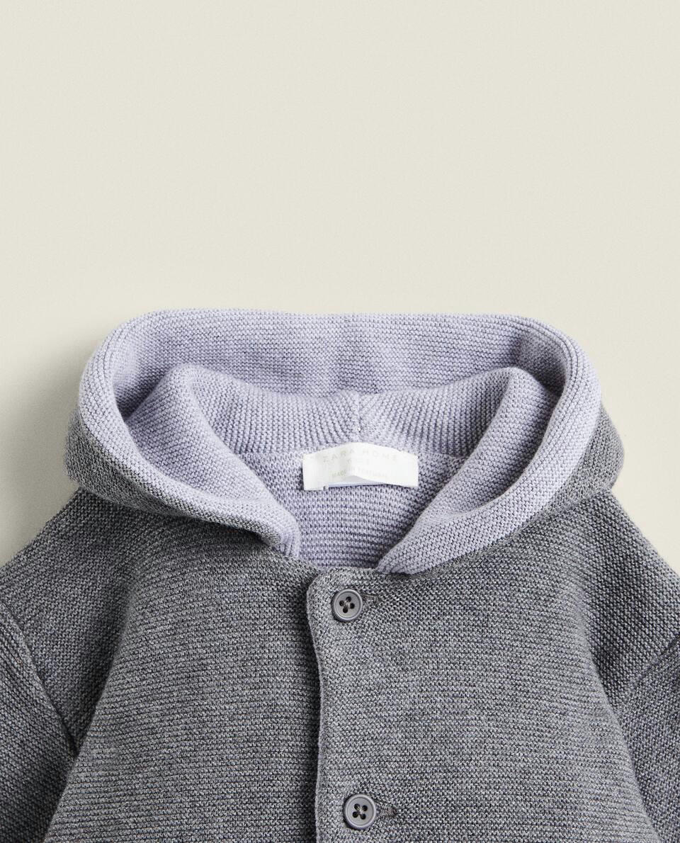 HOODED MERINO WOOL BABY JACKET