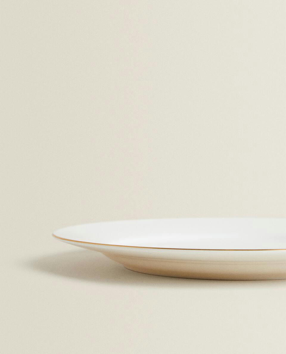 RIMMED BONE CHINA DESSERT PLATE