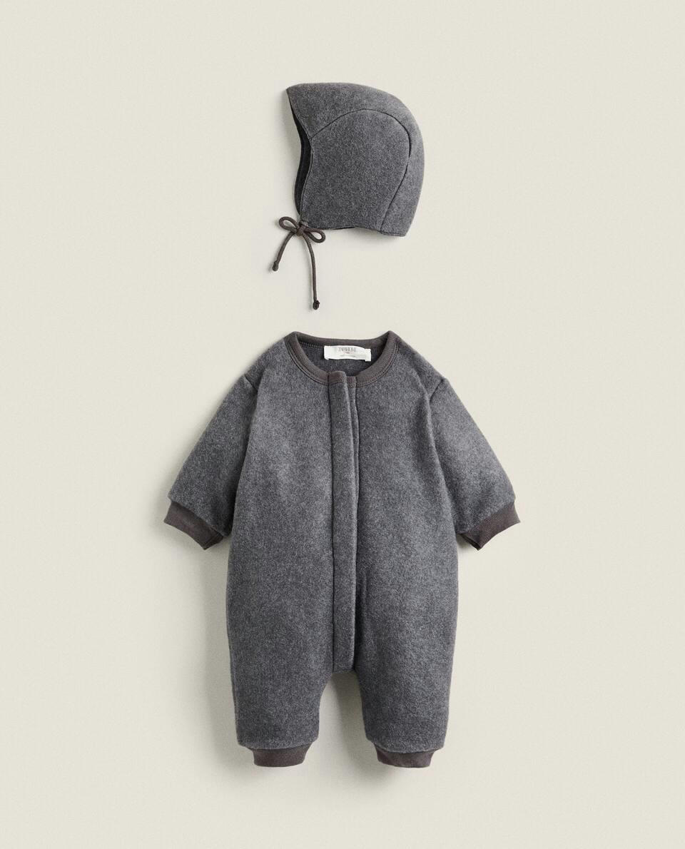 GREY FLEECE ROMPER