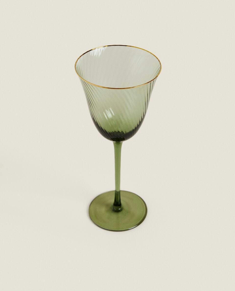 CHRISTMAS GLASS WITH GOLD RIM