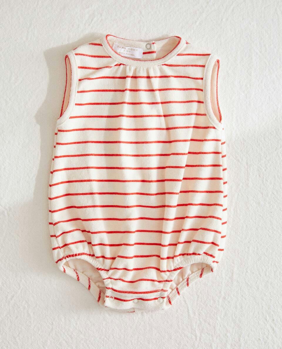 STRIPED TERRY BODYSUIT