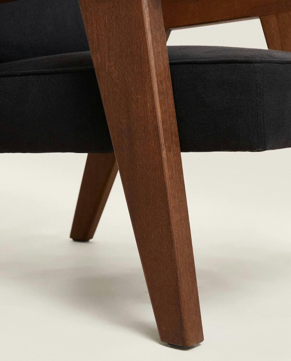 ZARA HOME BY BLASCO UPHOLSTERED WALNUT ARMCHAIR