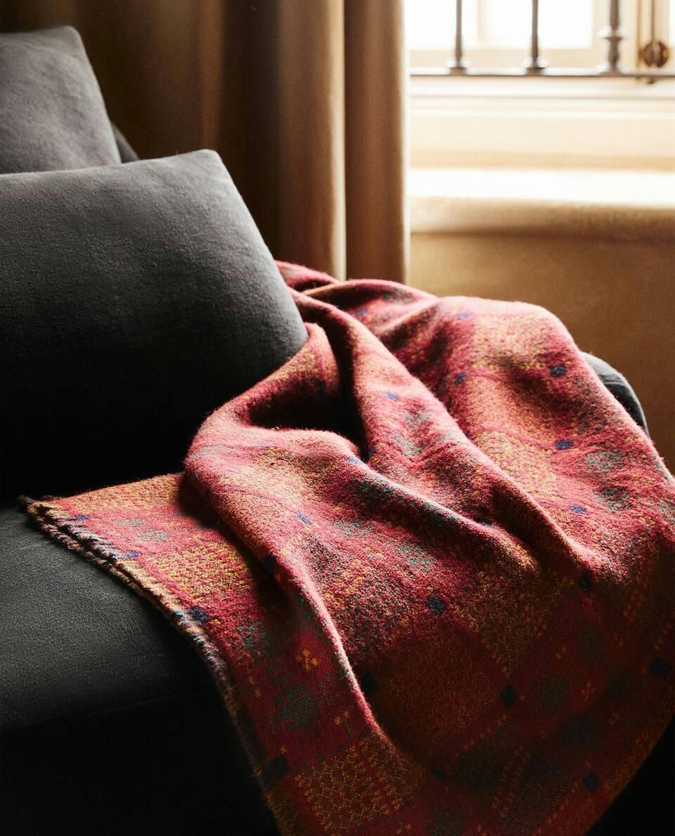 MULTICOLOURED CHRISTMAS JACQUARD WOOL BLANKET