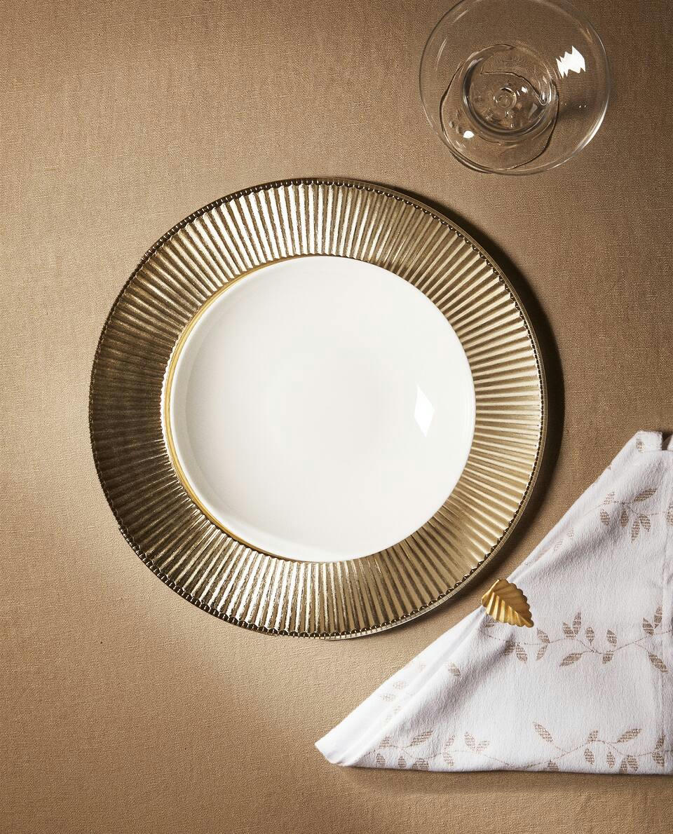 GOLD STRIPED CHRISTMAS SERVICE PLATE