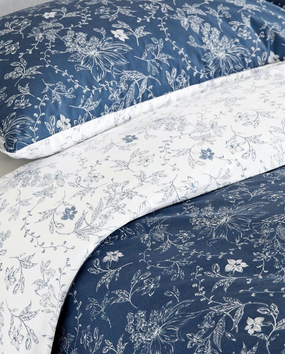 BLUE FLORAL PRINT DUVET COVER