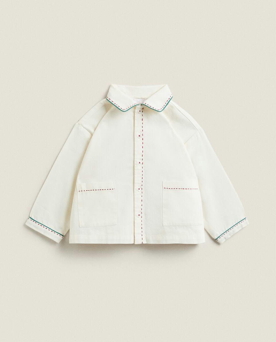 CHILDREN’S CHRISTMAS PYJAMA SET WITH EMBROIDERED COLLAR