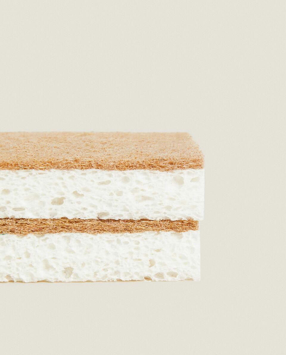 CELLULOSE AND FIBRE NON-SCRATCH SPONGES (PACK OF 2)