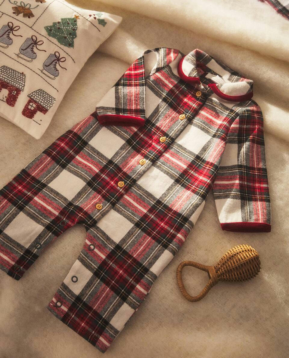 CHRISTMAS TARTAN BABY ROMPER